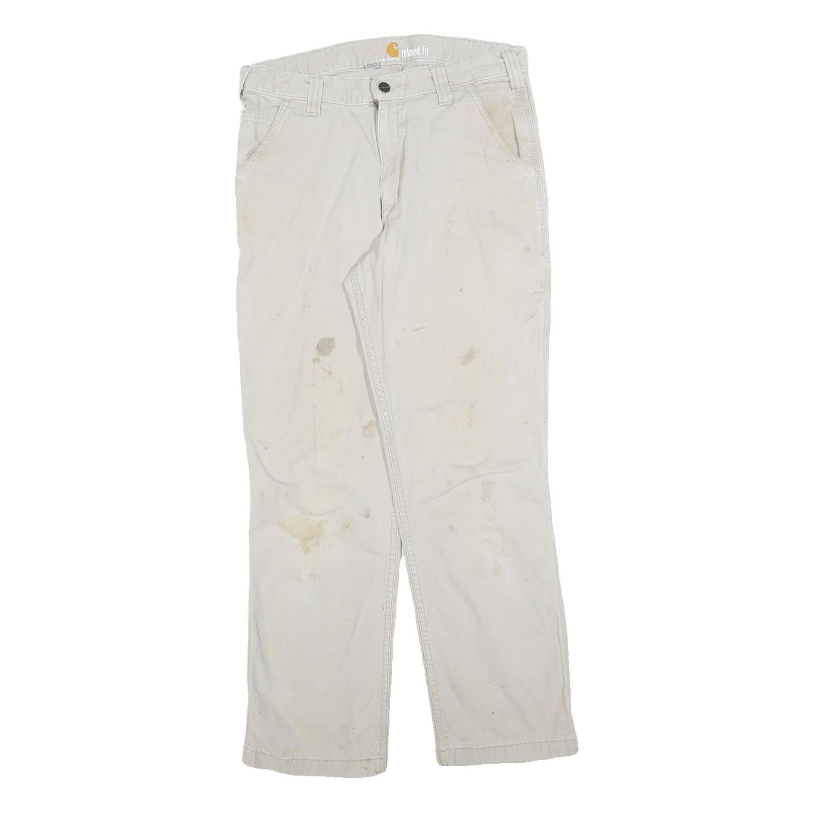 CARHARTT Mens Beige Cotton Blend Relaxed Fit Straight Leg Trousers W32 L29