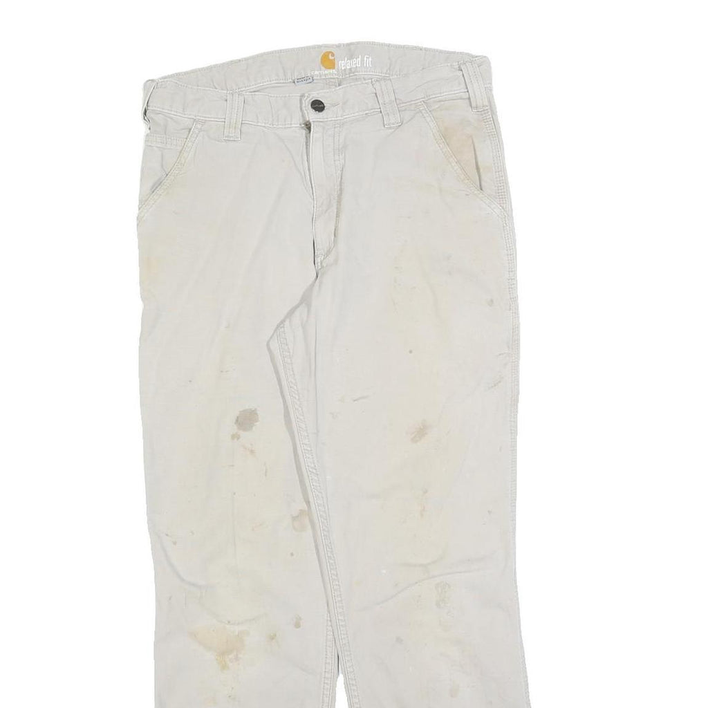 CARHARTT Mens Beige Cotton Blend Relaxed Fit Straight Leg Trousers W32 L29