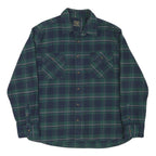 JACHS Womens Green & Blue Plaid Flannel Shirt 2XL Cotton Blend Casual Long