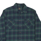 JACHS Womens Green & Blue Plaid Flannel Shirt 2XL Cotton Blend Casual Long