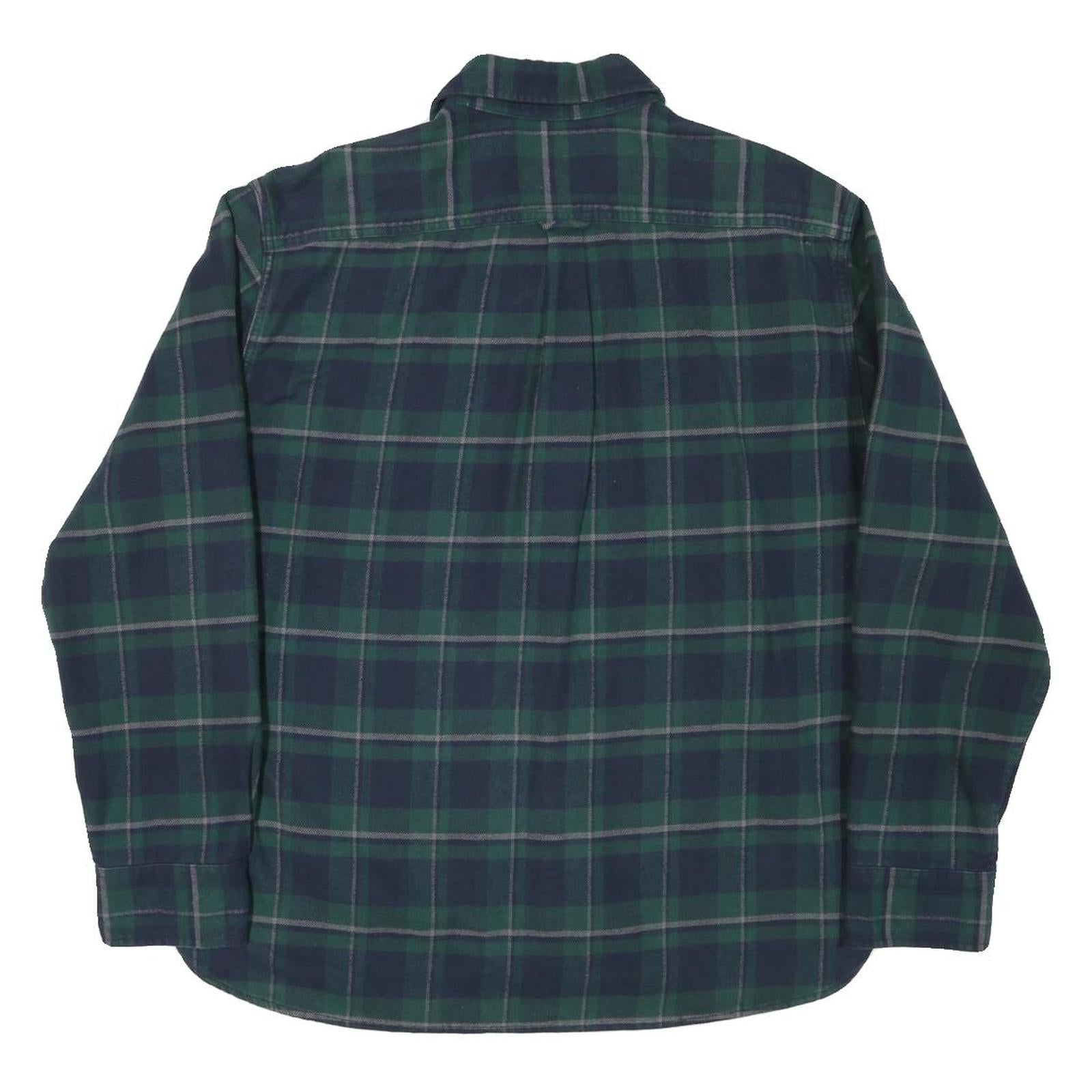 JACHS Womens Green & Blue Plaid Flannel Shirt 2XL Cotton Blend Casual Long
