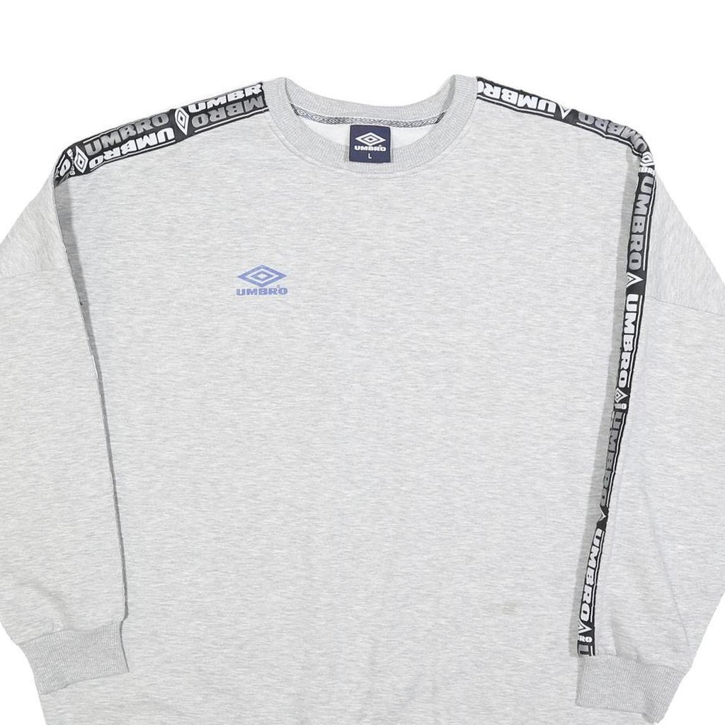 UMBRO Womens Grey & Black Logo Tape Crew Neck L Sweatshirt Cotton Blend Casual