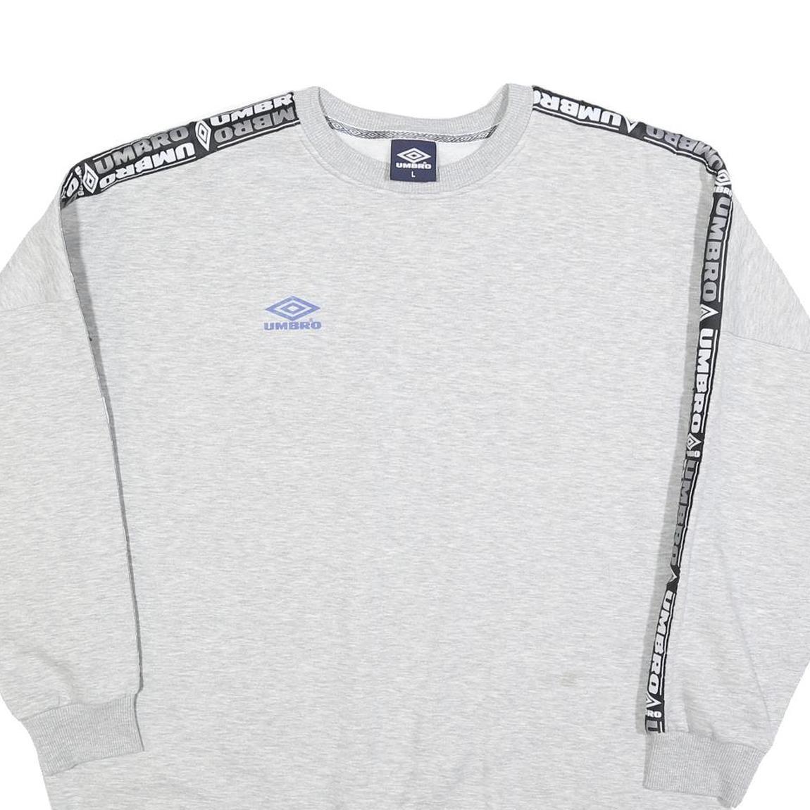 UMBRO Womens Grey & Black Logo Tape Crew Neck L Sweatshirt Cotton Blend Casual
