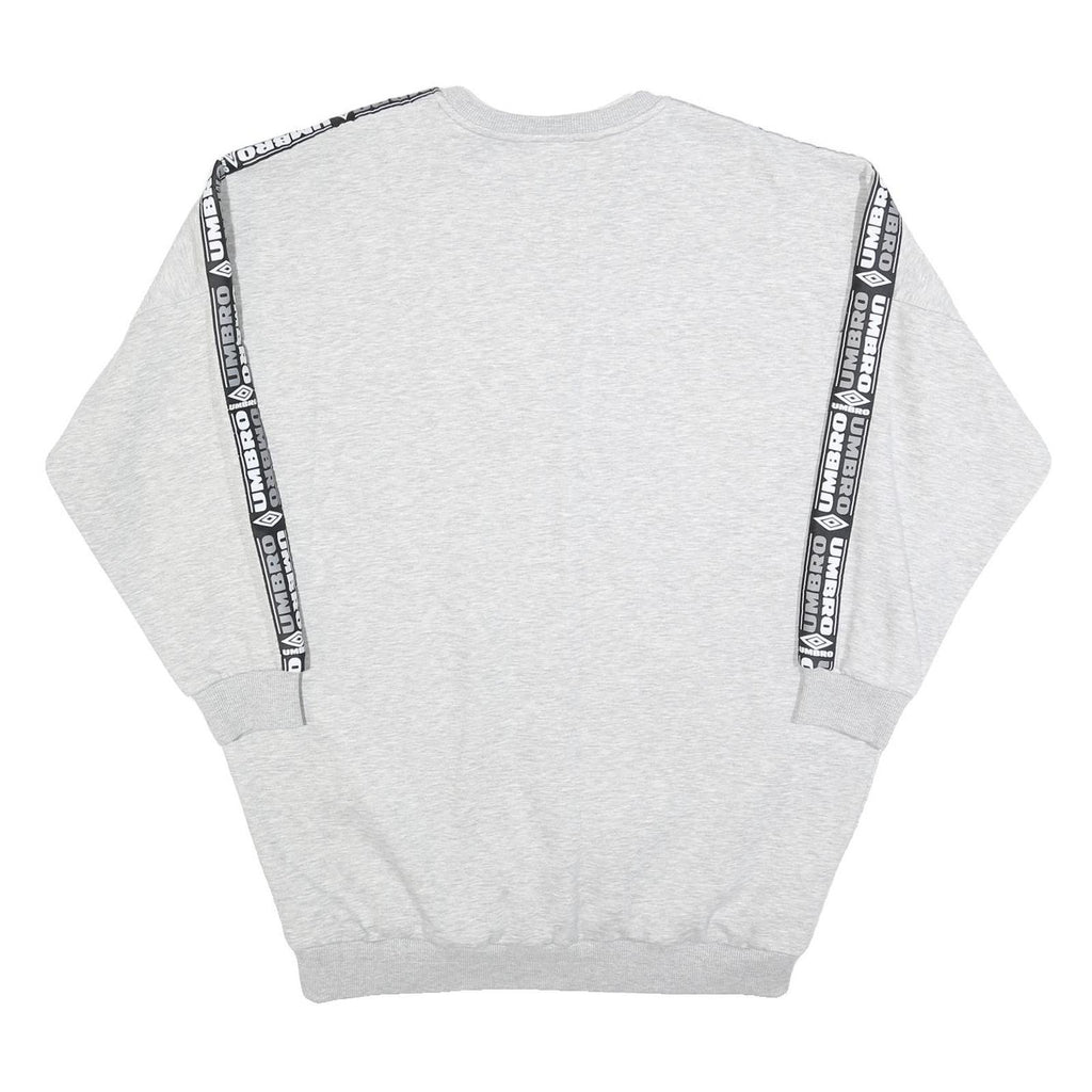 UMBRO Womens Grey & Black Logo Tape Crew Neck L Sweatshirt Cotton Blend Casual
