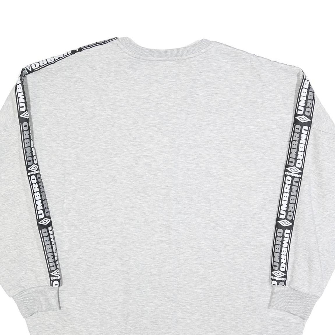 UMBRO Womens Grey & Black Logo Tape Crew Neck L Sweatshirt Cotton Blend Casual