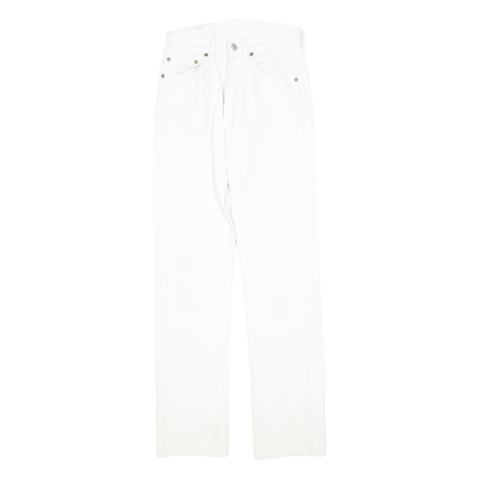 LEVI'S 501 Womens Jeans White Regular Straight Denim W26 L40 Button Cotton Blend
