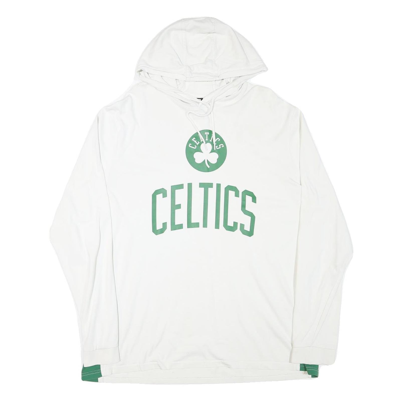 NEW ERA Mens White & Green Celtics Hoodie 2XL Cotton Blend Long Sleeve Pullover