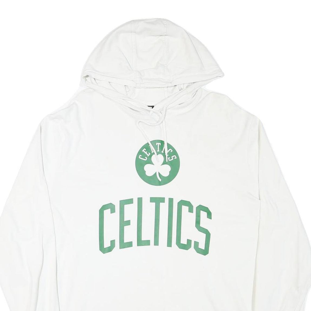 NEW ERA Mens White & Green Celtics Hoodie 2XL Cotton Blend Long Sleeve Pullover