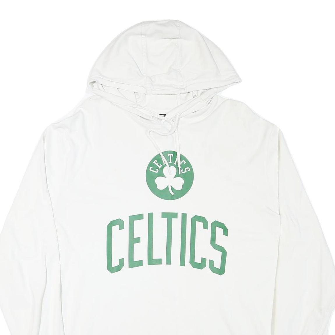 NEW ERA Mens White & Green Celtics Hoodie 2XL Cotton Blend Long Sleeve Pullover