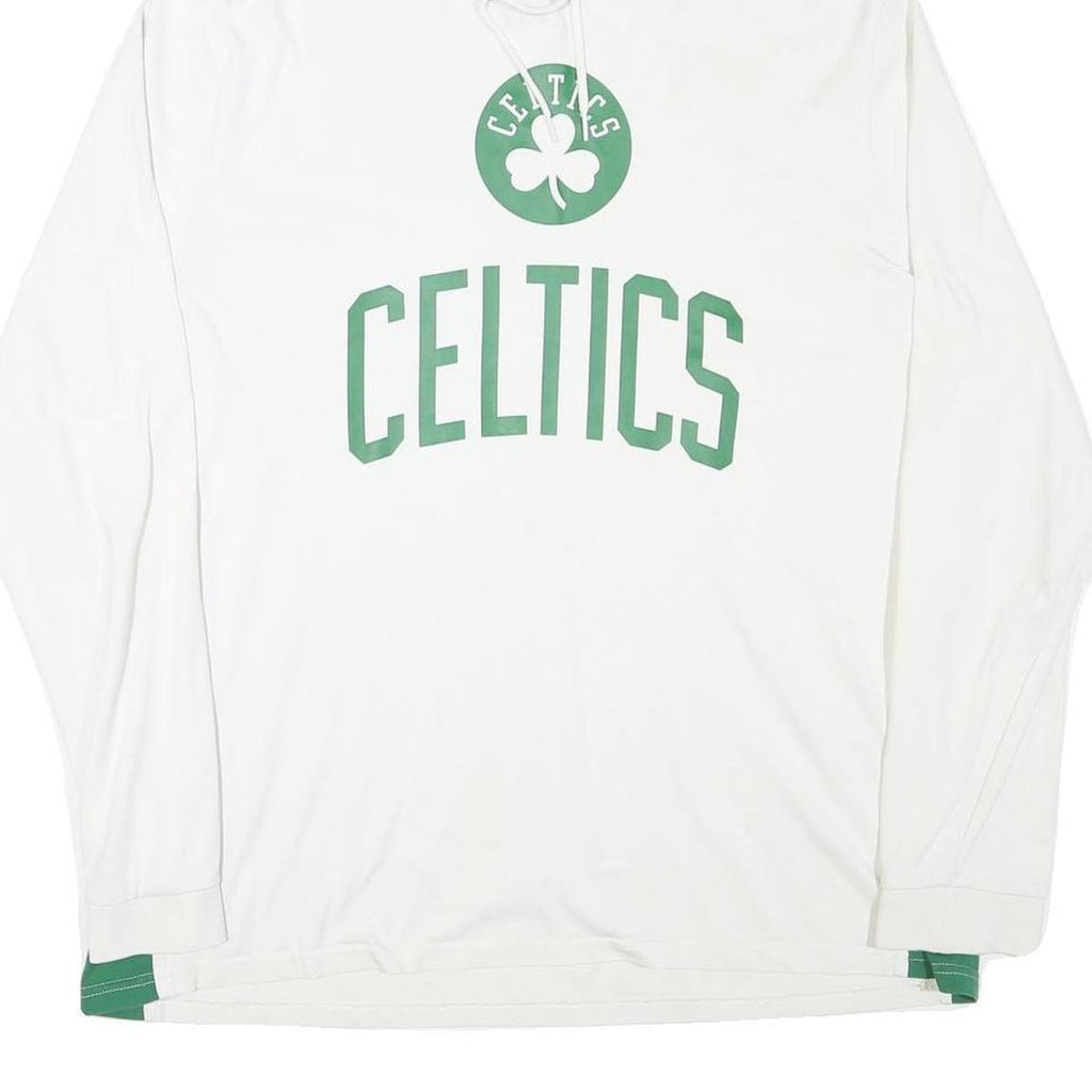 NEW ERA Mens White & Green Celtics Hoodie 2XL Cotton Blend Long Sleeve Pullover