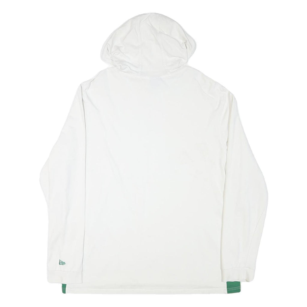 NEW ERA Mens White & Green Celtics Hoodie 2XL Cotton Blend Long Sleeve Pullover