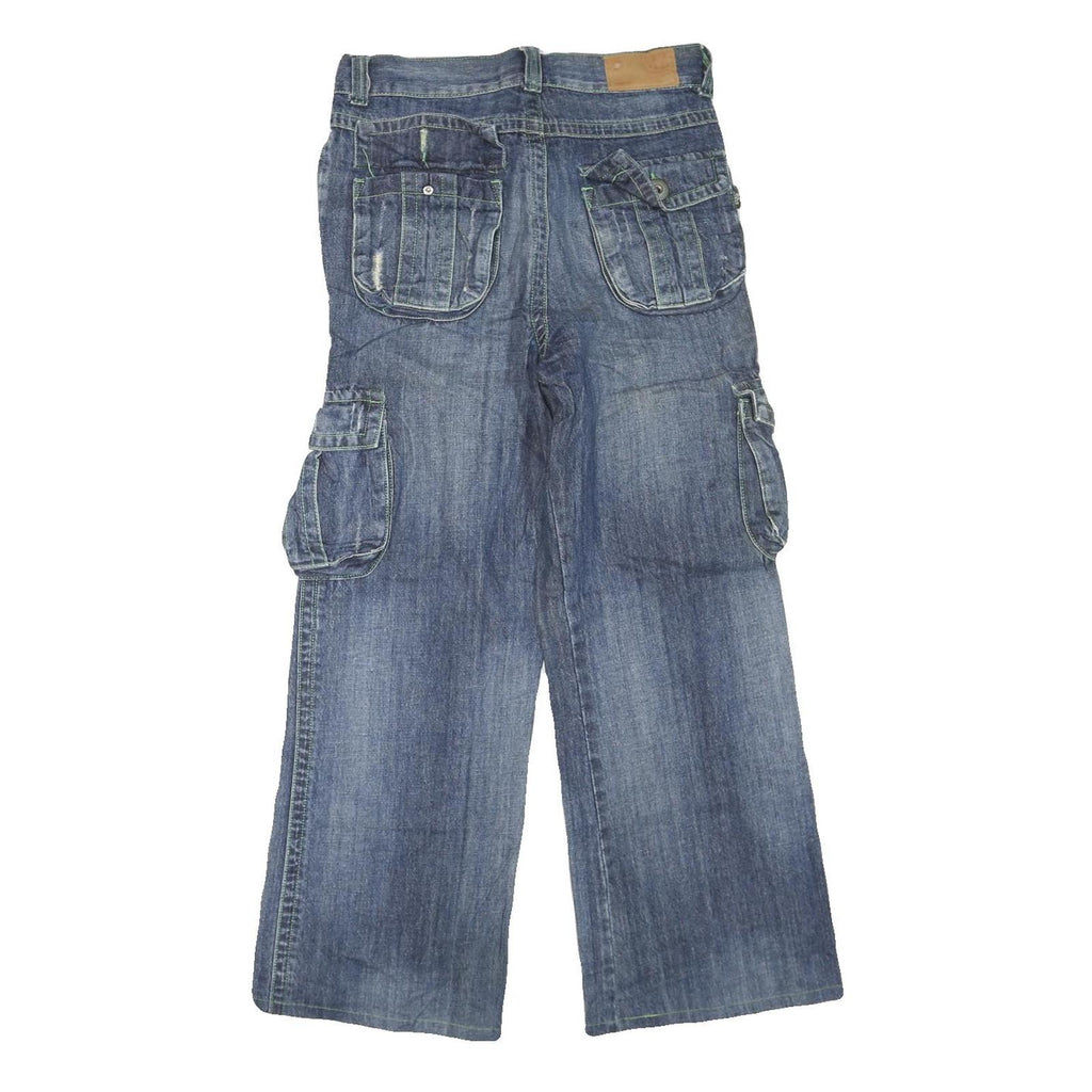 MZ-MARZO Mens Jeans Blue Regular Cargo Denim Medium W32 L28 Work Casual