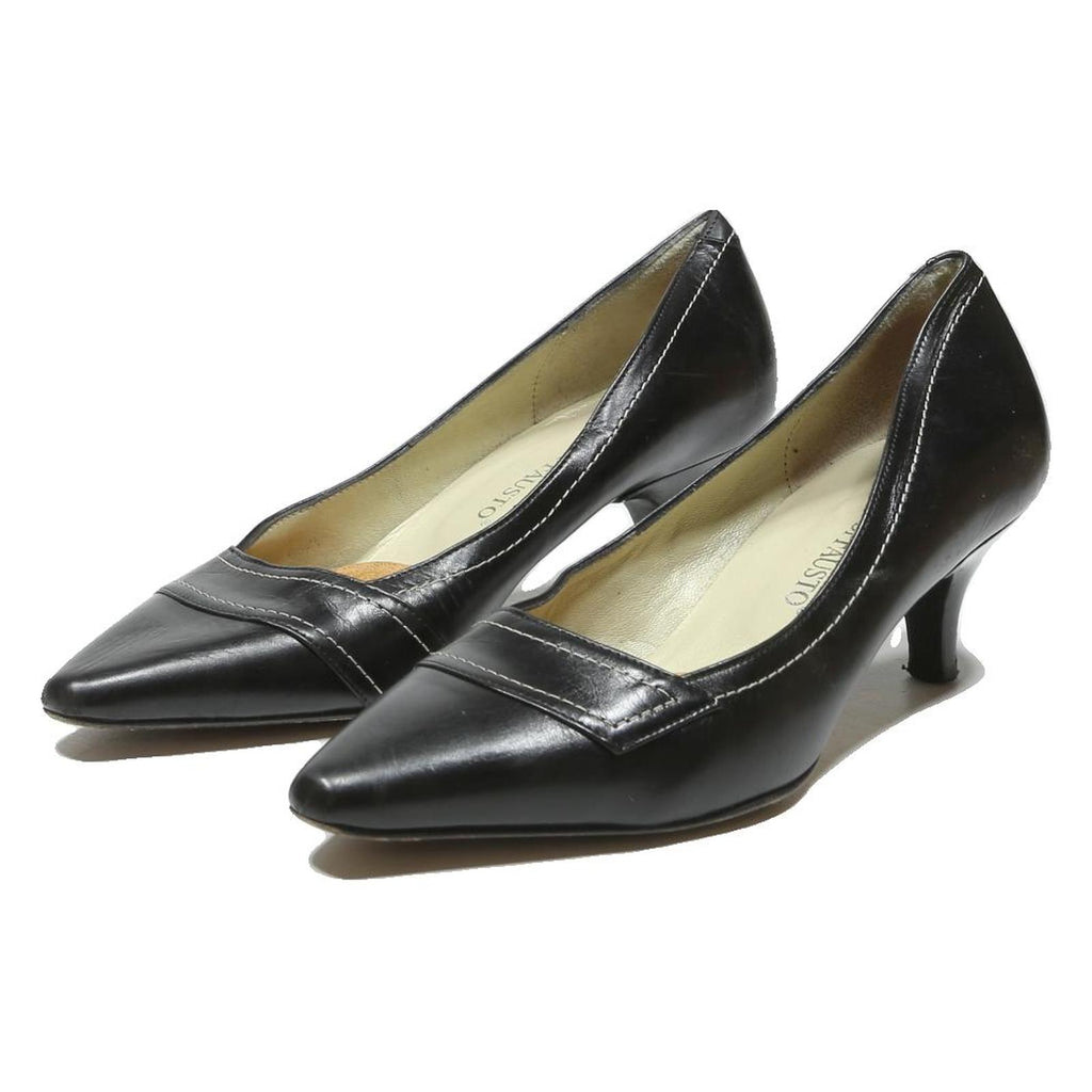 MODA DI FAUSTO Womens Classic Kitten Heel Pumps Black Leather UK 4 Elegant