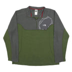 THE NORTH FACE Mens Green & Grey Plain Jumper Half Zip Basic Knit L Outdoor