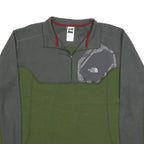 THE NORTH FACE Mens Green & Grey Plain Jumper Half Zip Basic Knit L Outdoor