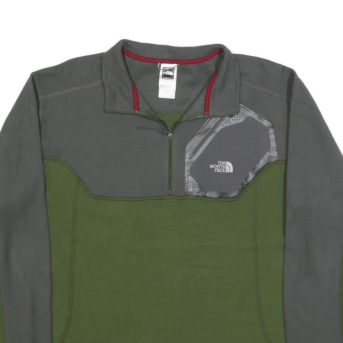 THE NORTH FACE Mens Green & Grey Plain Jumper Half Zip Basic Knit L Outdoor