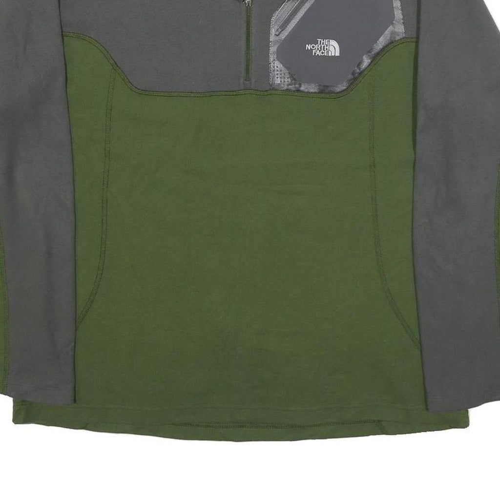 THE NORTH FACE Mens Green & Grey Plain Jumper Half Zip Basic Knit L Outdoor