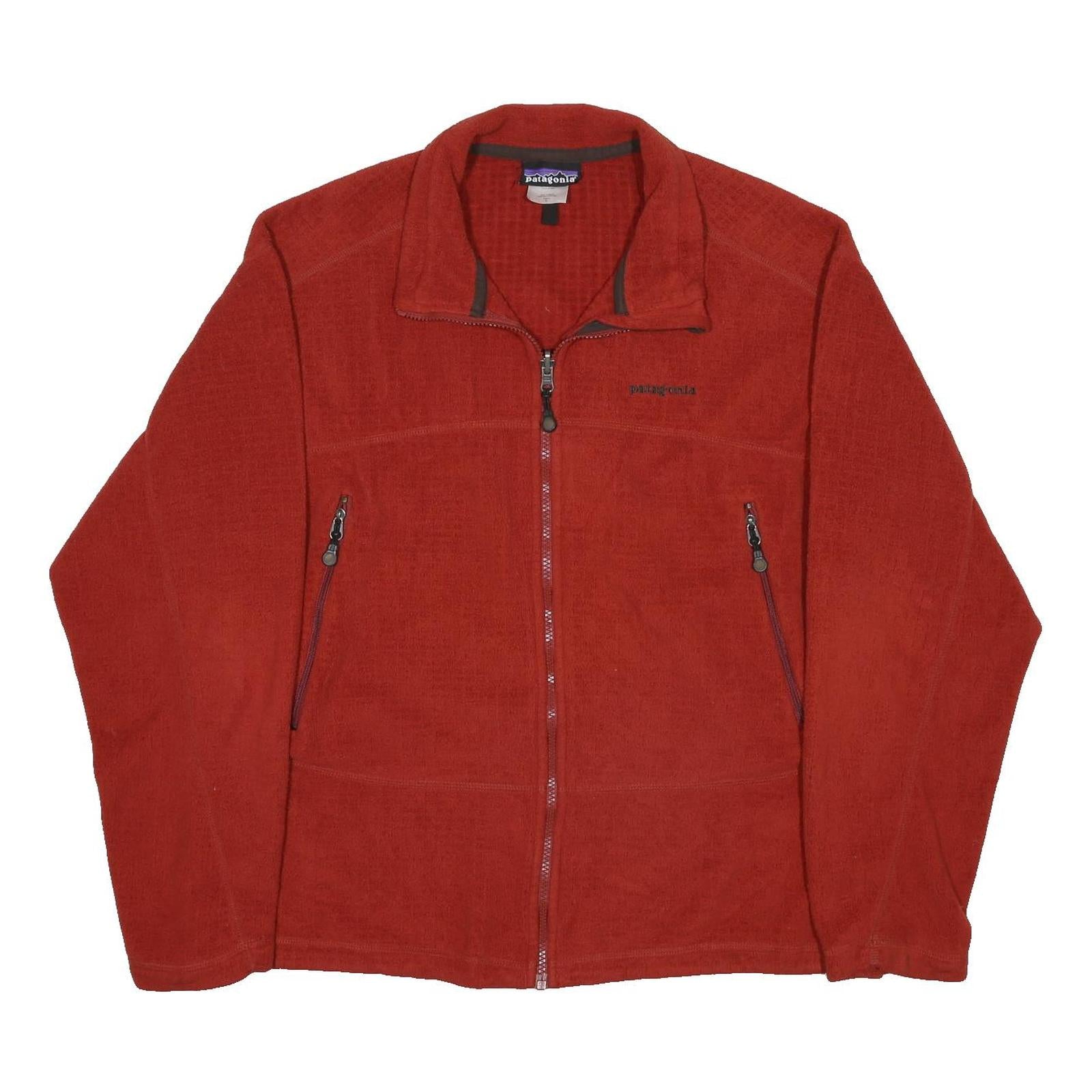 PATAGONIA Mens Red Jacket L Polyester Plain Zip Lightweight Outdoor Casual