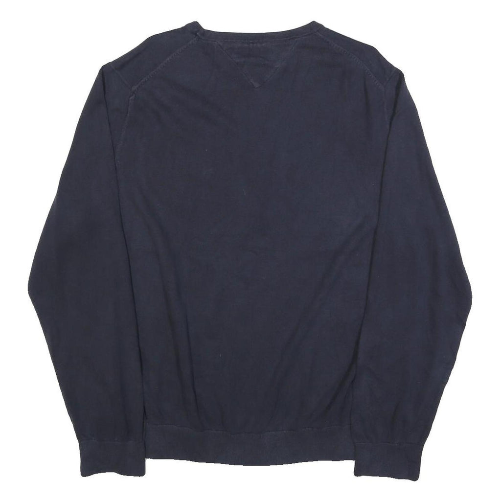 TOMMY HILFIGER Mens Navy Plain Jumper Crew Neck Basic Knit XL Cotton Blend