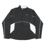 REEBOK Womens Black & White Sports Zip Up Jacket L Polyester Blend Athletic