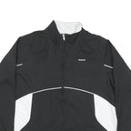 REEBOK Womens Black & White Sports Zip Up Jacket L Polyester Blend Athletic