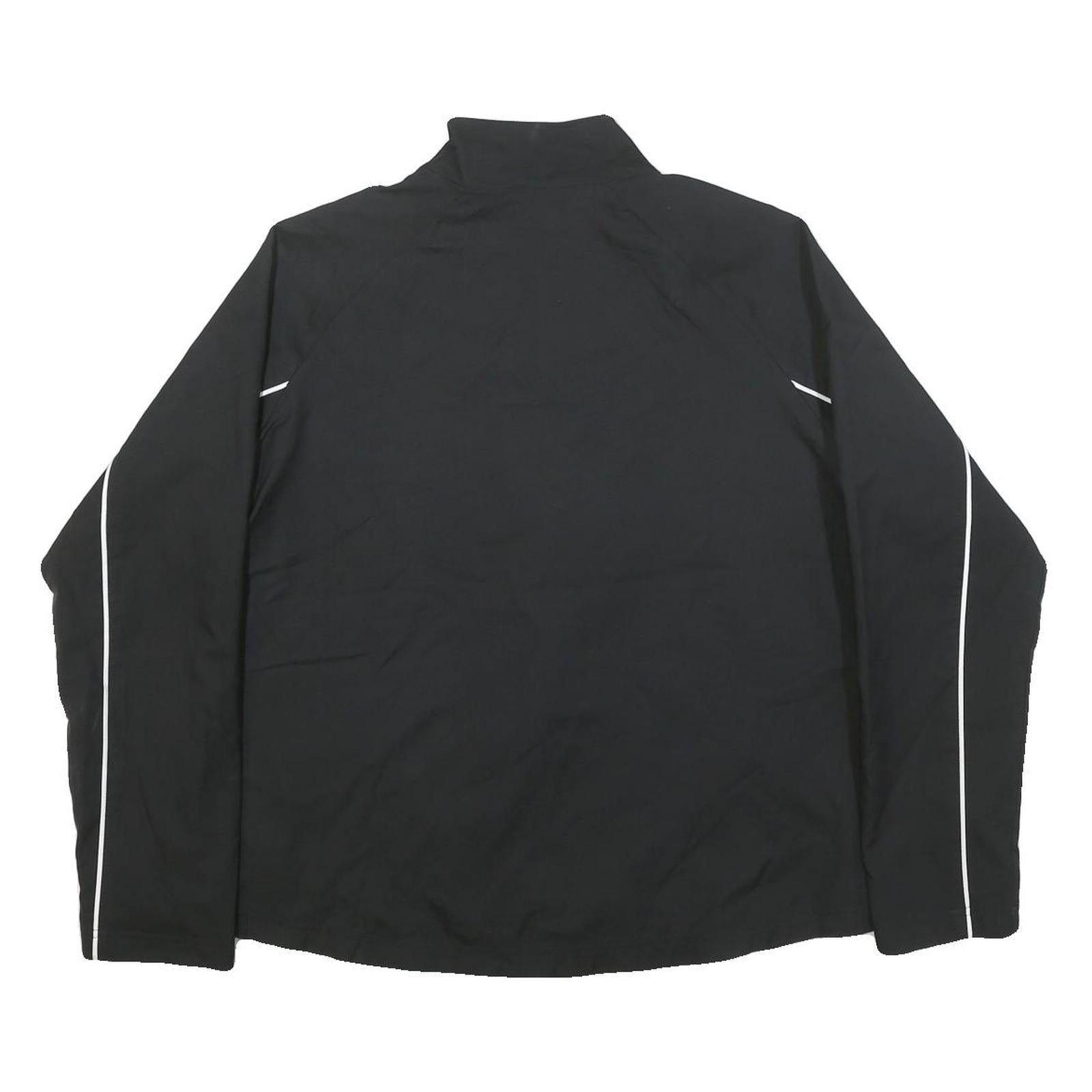 REEBOK Womens Black & White Sports Zip Up Jacket L Polyester Blend Athletic