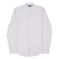 TOMMY HILFIGER Mens White Blue & Brown Check Shirt S Casual Smart Cotton