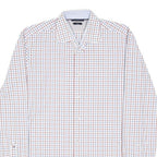 TOMMY HILFIGER Mens White Blue & Brown Check Shirt S Casual Smart Cotton