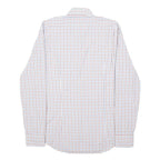 TOMMY HILFIGER Mens White Blue & Brown Check Shirt S Casual Smart Cotton