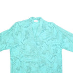 MAYON Womens Blue Printed Shirt Short Sleeve Collared L Lightweight Casual