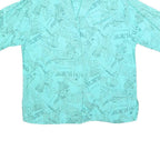 MAYON Womens Blue Printed Shirt Short Sleeve Collared L Lightweight Casual