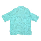 MAYON Womens Blue Printed Shirt Short Sleeve Collared L Lightweight Casual