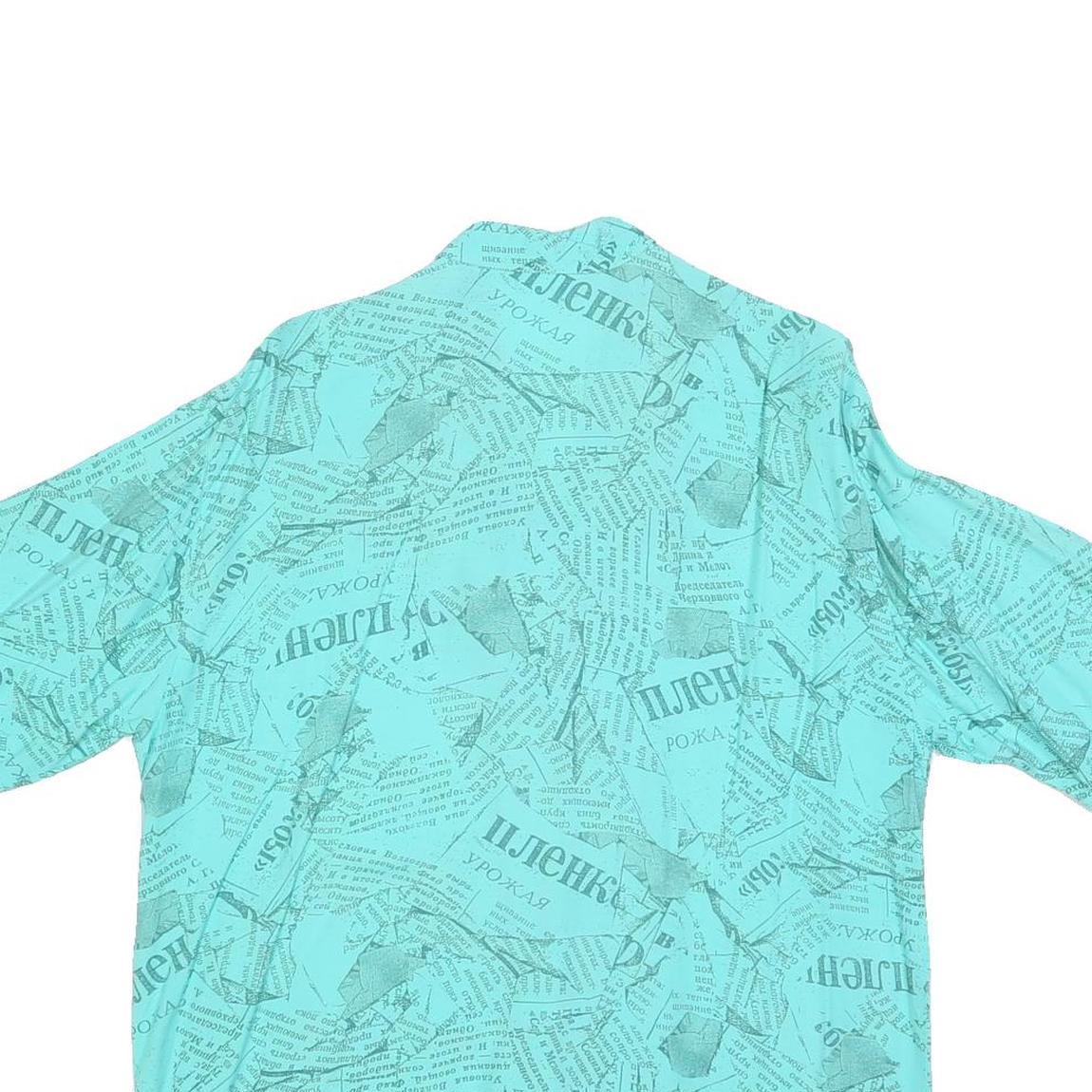 MAYON Womens Blue Printed Shirt Short Sleeve Collared L Lightweight Casual