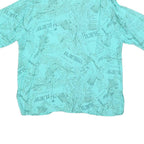 MAYON Womens Blue Printed Shirt Short Sleeve Collared L Lightweight Casual