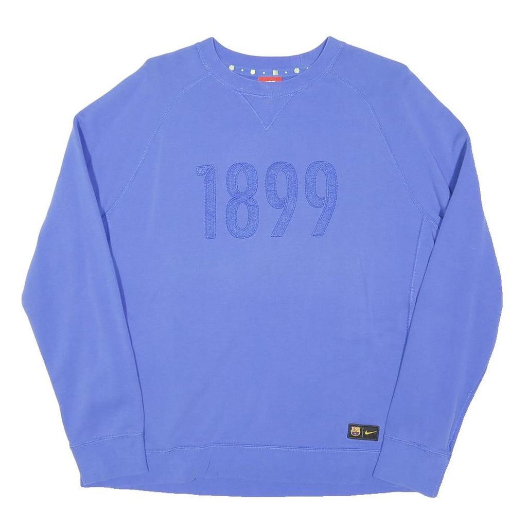 NIKE Mens Blue Crew Neck M 1899 Embroidered Logo Sweatshirt Cotton Blend