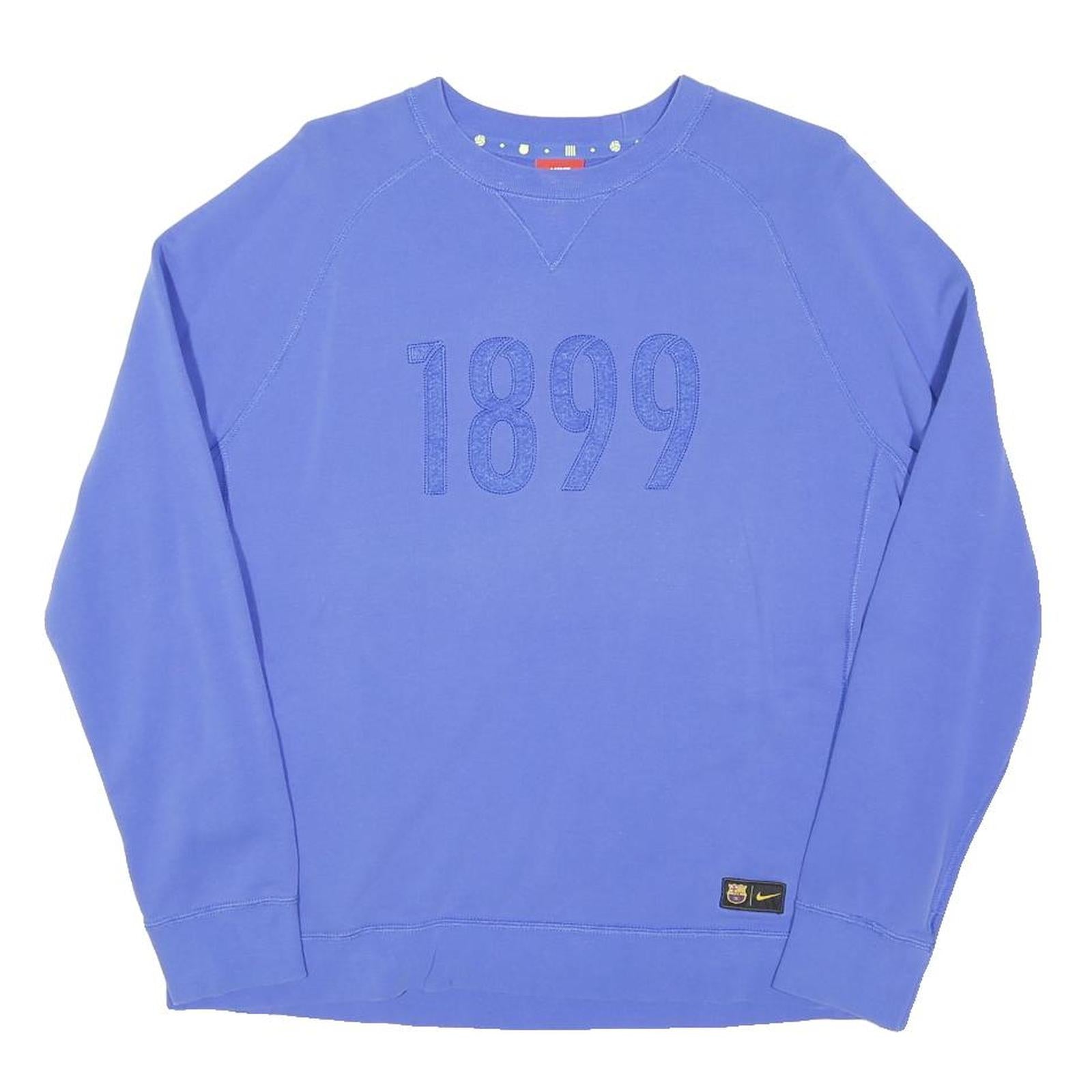 NIKE Mens Blue Crew Neck M 1899 Embroidered Logo Sweatshirt Cotton Blend