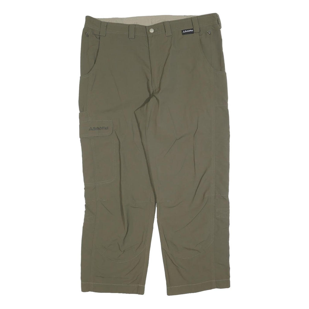 SCHOFFEL Mens Polyester Blend Green Regular Cargo Trousers W36 L27 Outdoor Zip