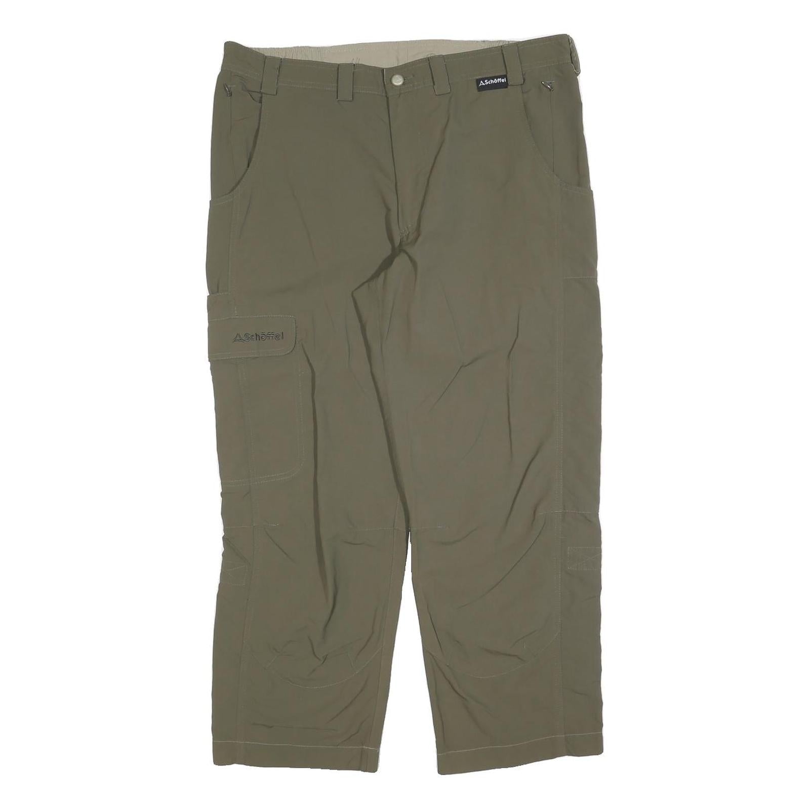 SCHOFFEL Mens Polyester Blend Green Regular Cargo Trousers W36 L27 Outdoor Zip