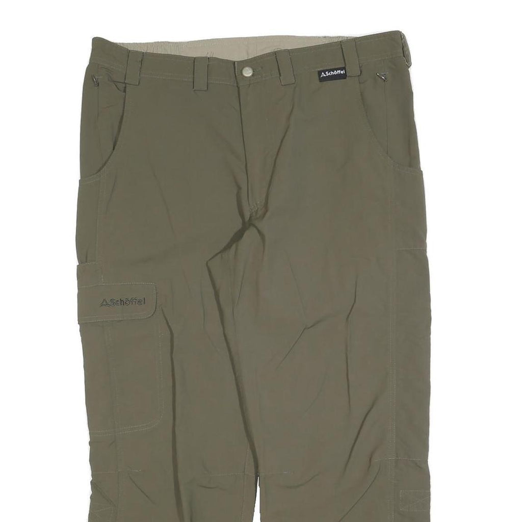 SCHOFFEL Mens Polyester Blend Green Regular Cargo Trousers W36 L27 Outdoor Zip