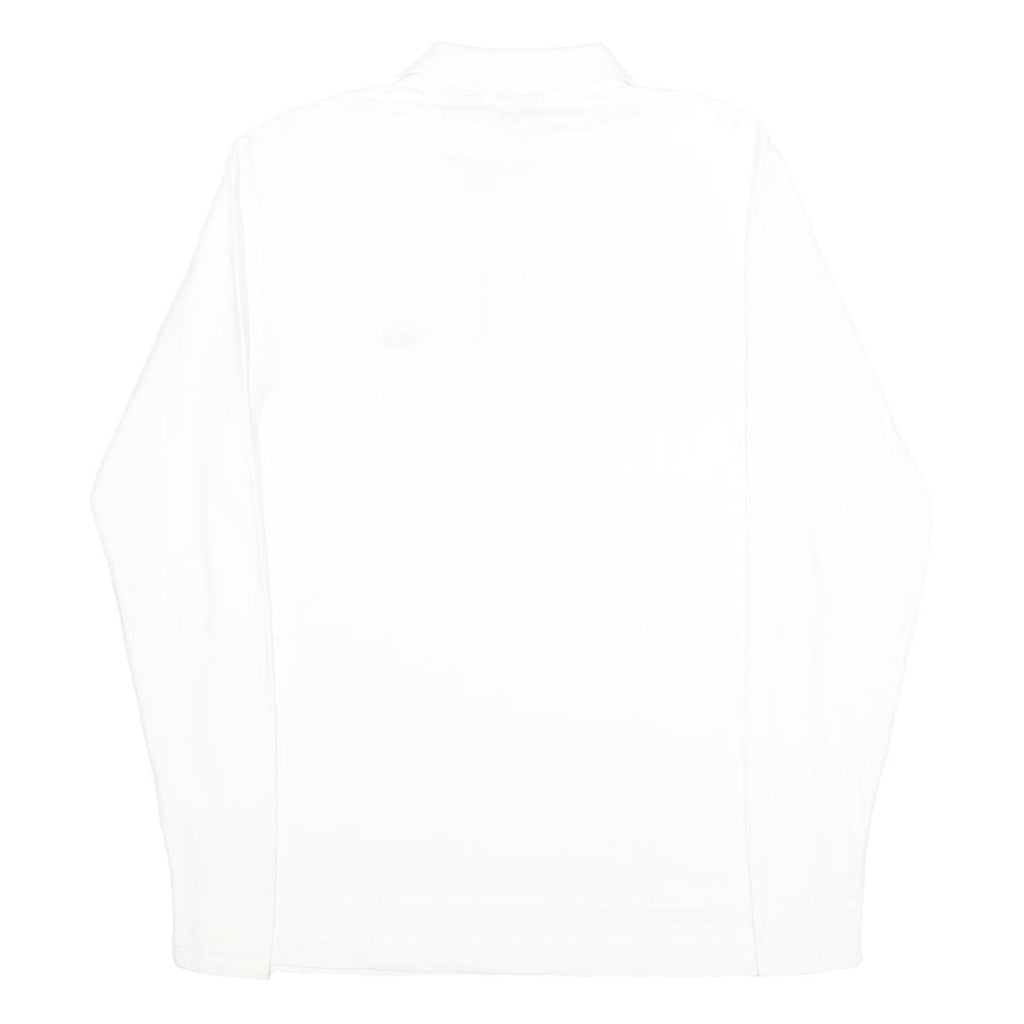 FILA Mens White Long Sleeve Plain L Logo Embroidered Cotton Polo Shirt