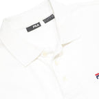 FILA Mens White Long Sleeve Plain L Logo Embroidered Cotton Polo Shirt