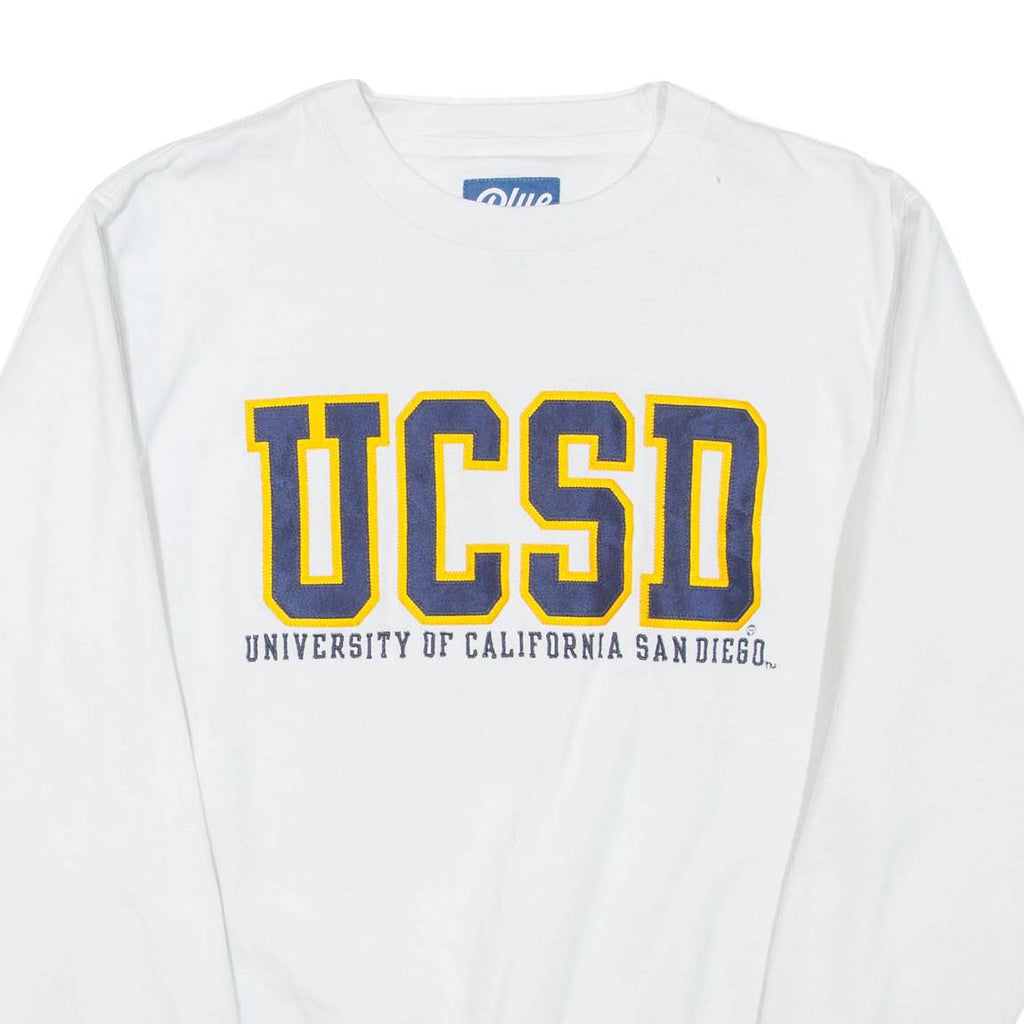 BLUE University Of California San Diego Mens Sweatshirt White Crew Neck USA XS