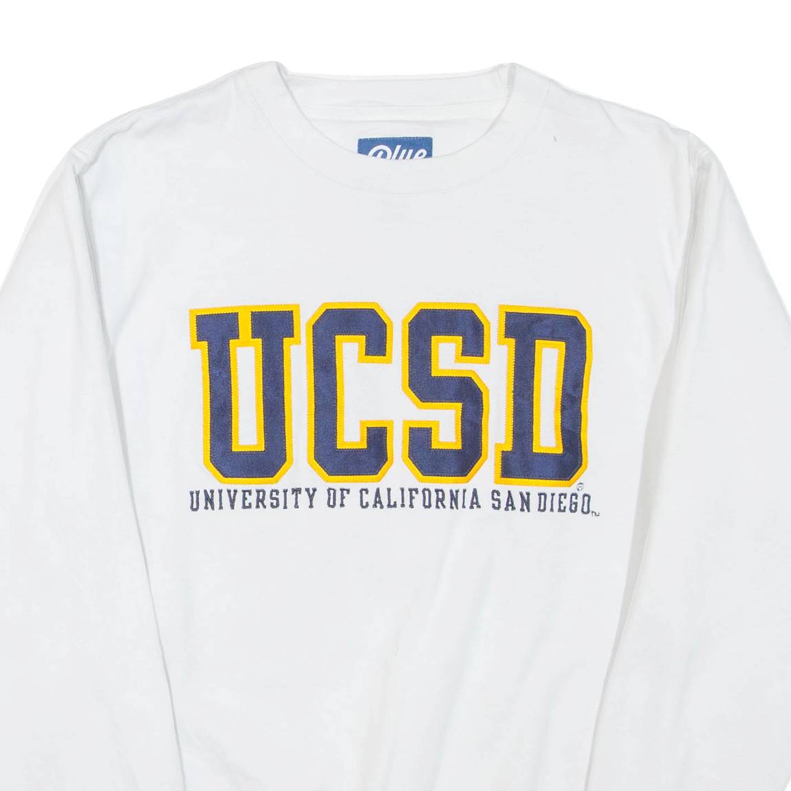 BLUE University Of California San Diego Mens Sweatshirt White Crew Neck USA XS
