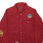 KINGSPORT Mens Red Patchwork Cotton Blend Shirt XL Casual Buttoned Shirt