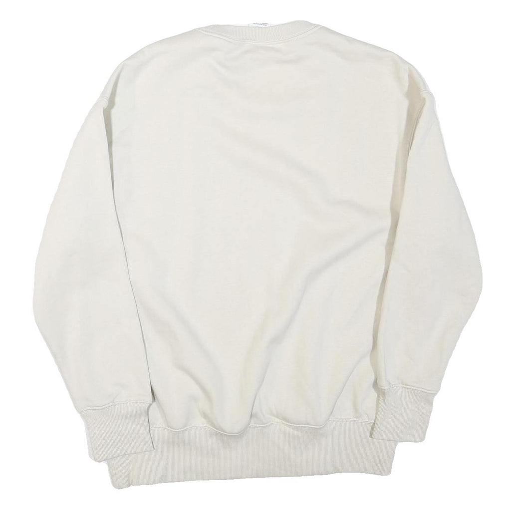 NIKE Womens White XS Crew Neck Sweatshirt Cotton Blend Pullover Lightweight
