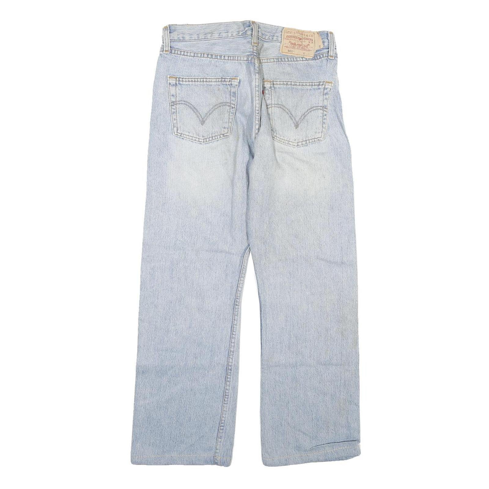 LEVI'S 501 Mens Jeans Blue Regular Straight Denim Light W28 L27 Classic Button