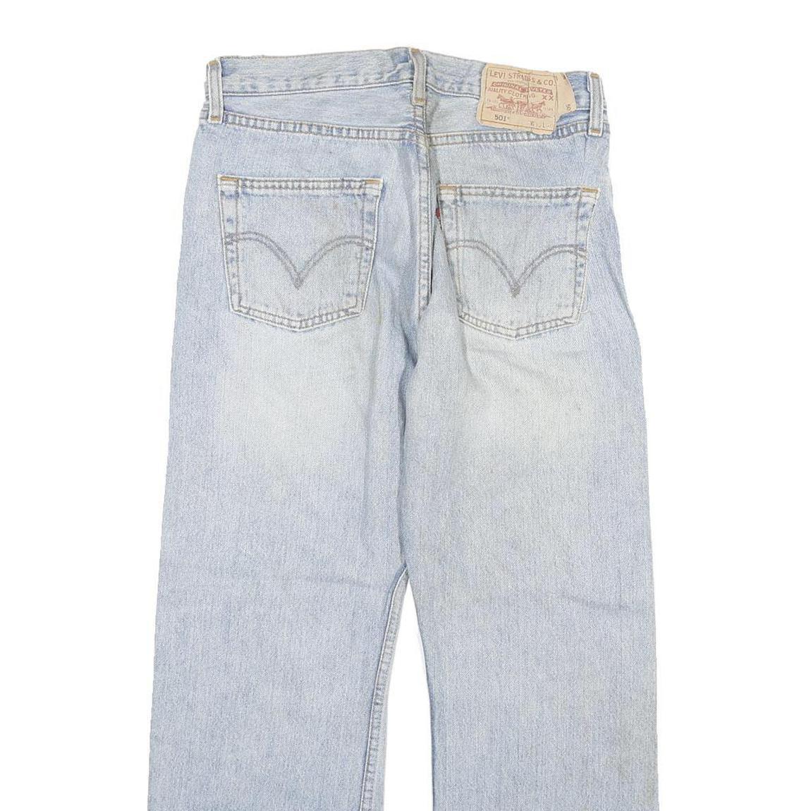 LEVI'S 501 Mens Jeans Blue Regular Straight Denim Light W28 L27 Classic Button