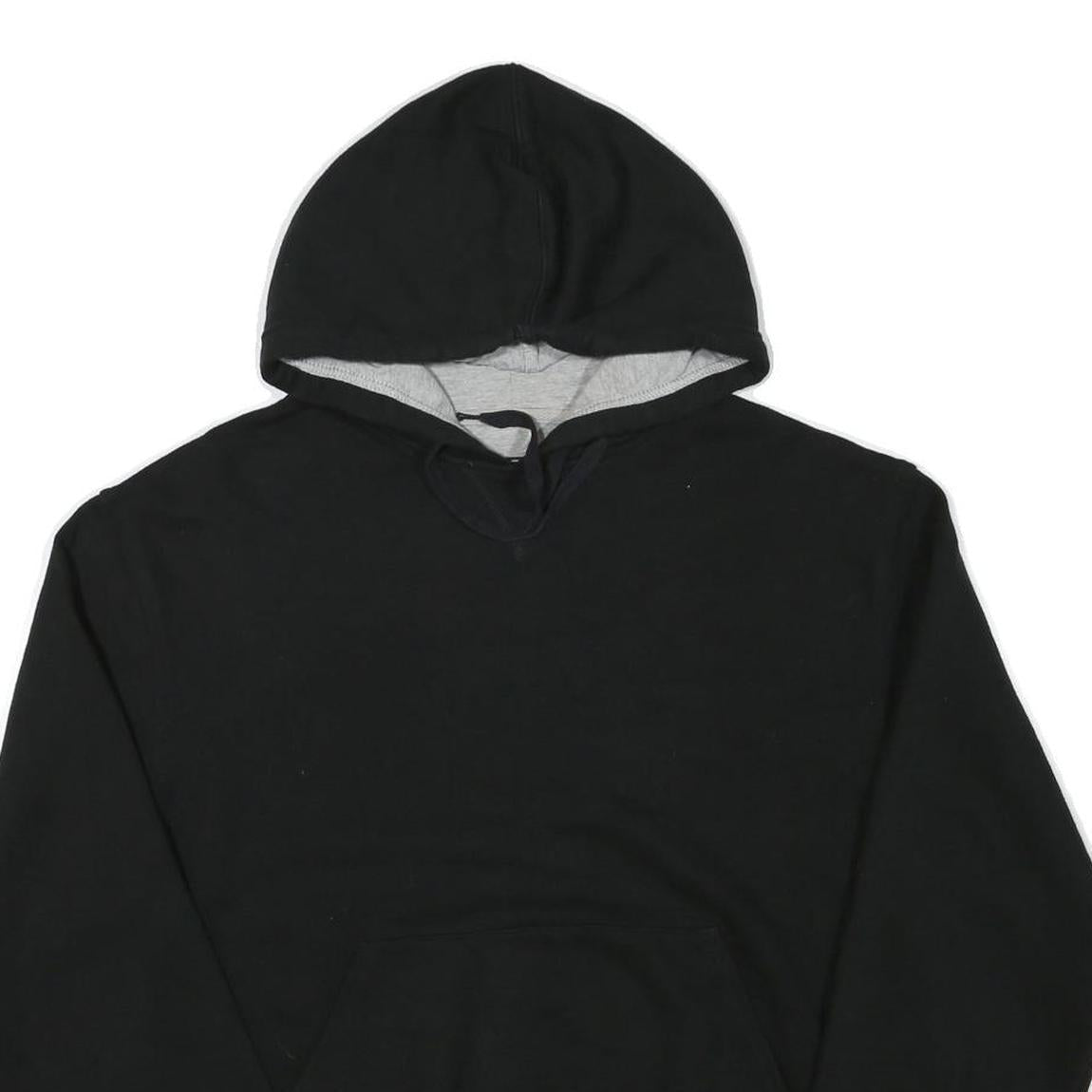 CHAMPION Mens Black Pullover Hoodie M Cotton Blend Drawstring Pocket
