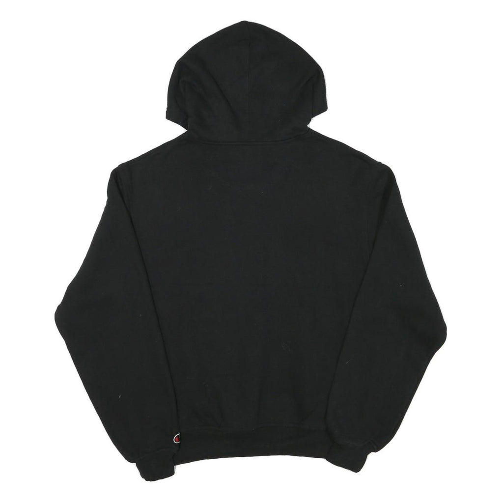 CHAMPION Mens Black Pullover Hoodie M Cotton Blend Drawstring Pocket