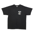 PROMO DORO Mens Black Graphic T-Shirt L Short Sleeve Crew Neck Cartoon Design